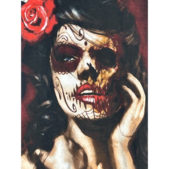 NWOT Sullen Sugar Skull Girl Simon Hayag Art - Picture 2 of 5